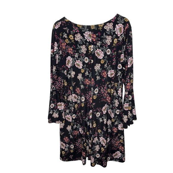 Karen Kane Floral Dress Black Pink Boho Plus Size 0X Long Sleeve - Picture 9 of 12